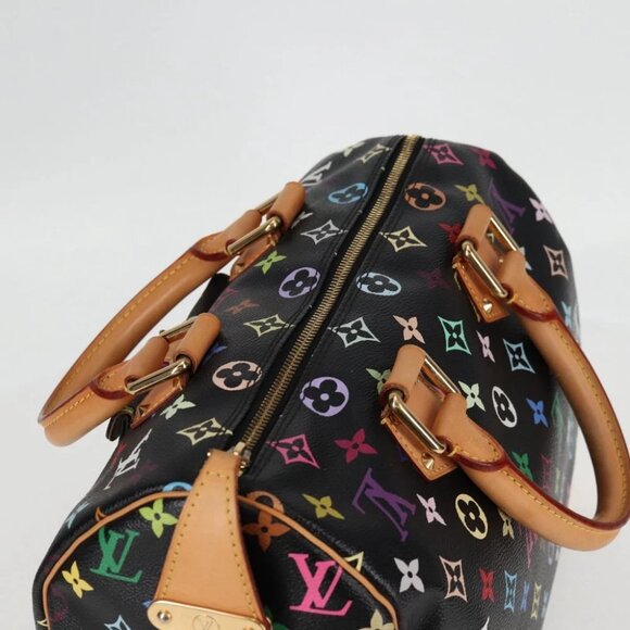 LOUIS VUITTON Monogram Multicolor Speedy 30 Hand Bag Black M92642 Auth 128856V - Picture 10 of 16